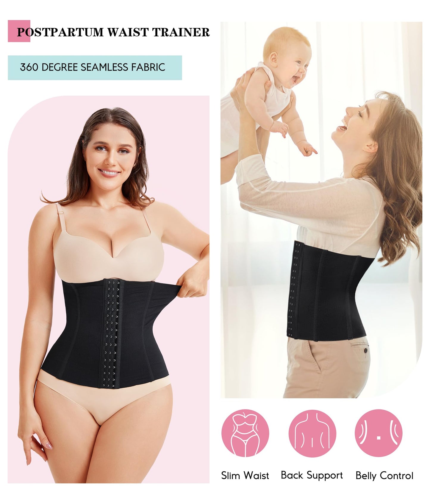 LODAY Waist Trainer Corset Shapewear Tummy Control Body Shaper Waist Cincher for Women Postpartum Belly Band Wrap