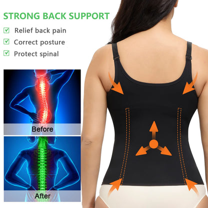 YADIFEN Waist Trainer Vest for Women,Zipper Corset Body Shaper for Tummy Control Neoprene Cincher Tank Top with Straps