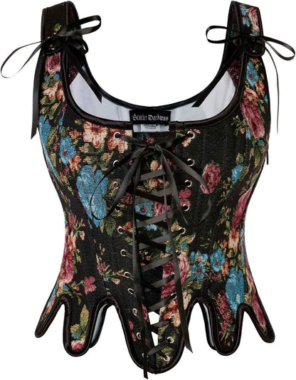 Scarlet Darkness Corset Tops for Women Renaissance Corset Floral Lace Up Bodyshaper Bustier