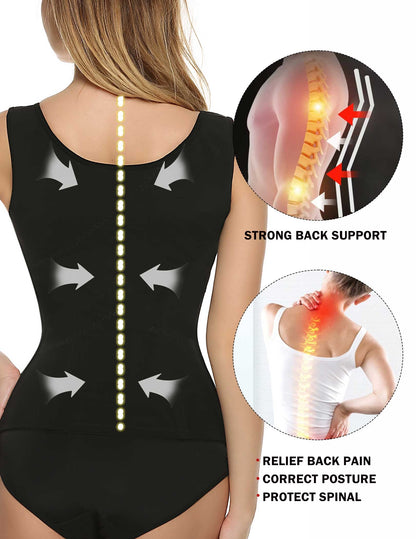 Ekouaer Women's Underbust Corset Waist Trainer Cincher Steel Boned Body Shaper Tummy Fat Burner S-4XL