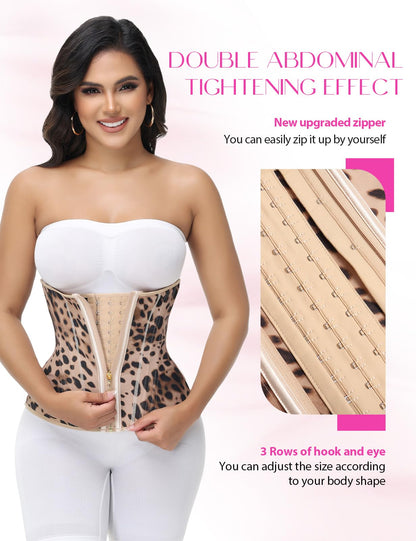 SHAPSHE Waist Trainer for Women Tummy Control Workout Waist Cincher Corset Shapewear Postpartum Body Shaper with Zipper Hook