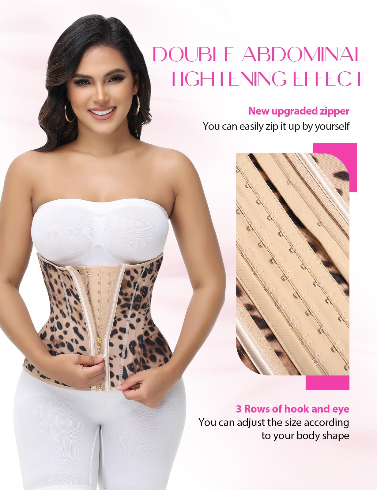 SHAPSHE Waist Trainer for Women Tummy Control Workout Waist Cincher Corset Shapewear Postpartum Body Shaper with Zipper Hook