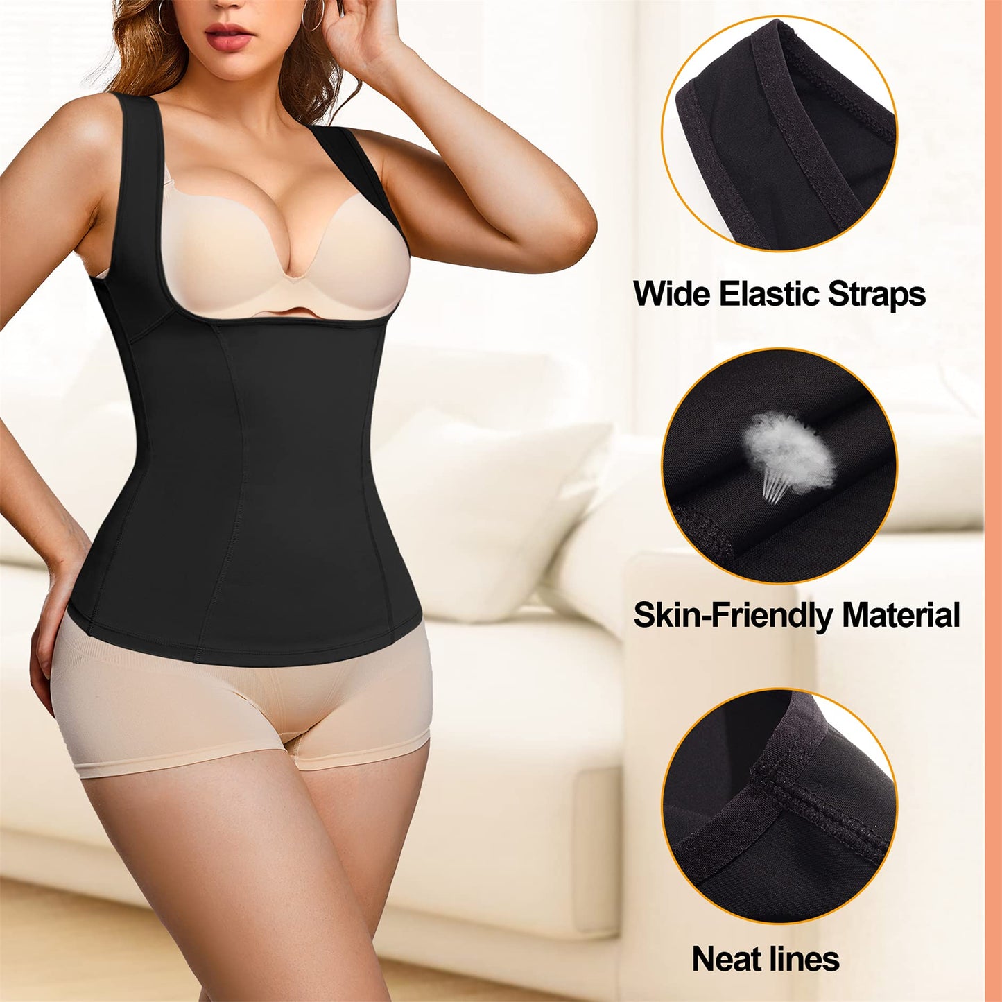Eleady Womens Waist Trainer Corset Vest Weight Loss Breathable Tank Tops Tummy Control Shapewear Slimming Body Shaper