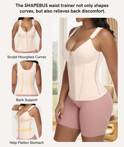 Waist Trainer For Women Corset Shapewear With Zipper Faja Body Shaper Tummy Control Girdle