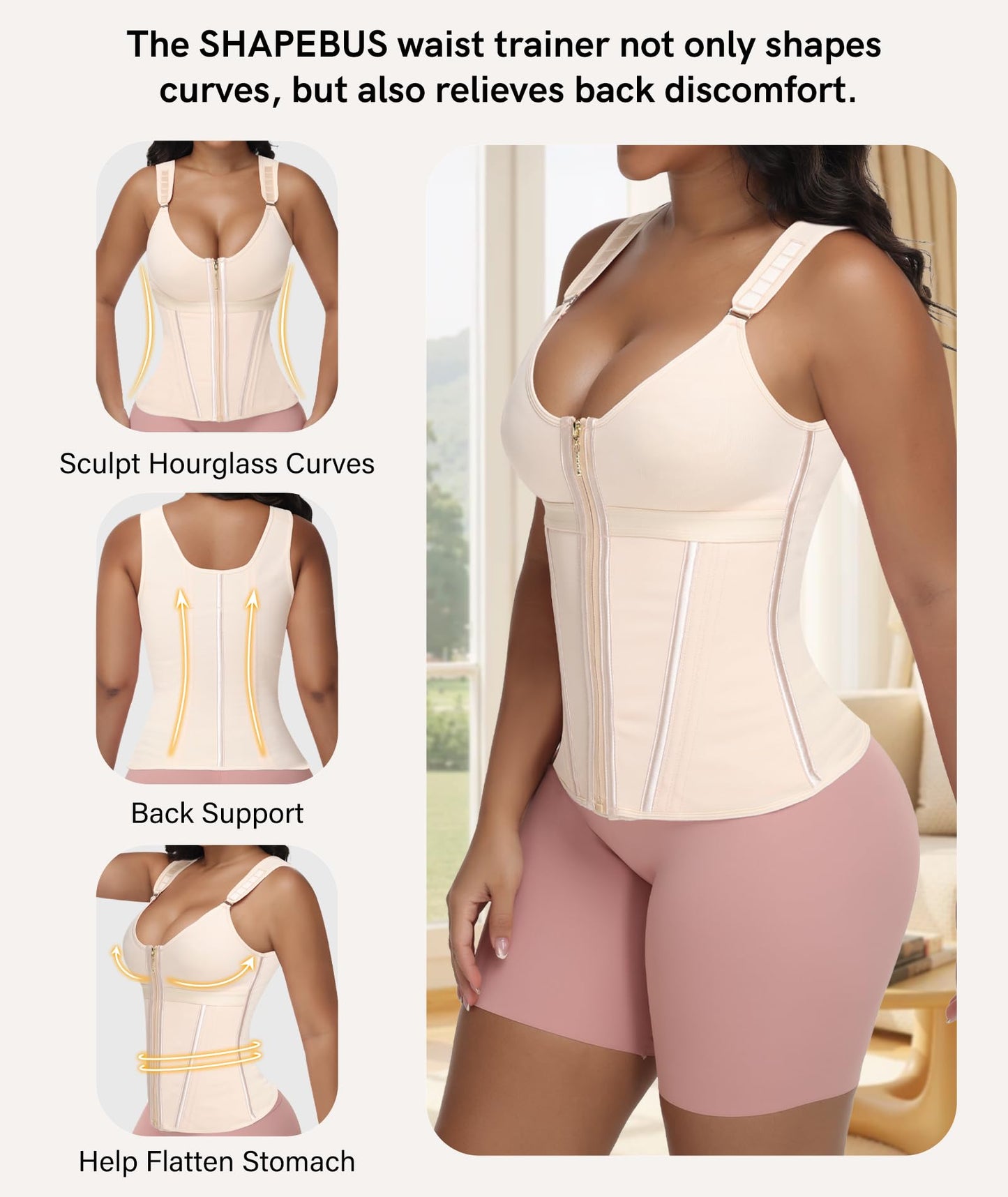 Waist Trainer For Women Corset Shapewear With Zipper Faja Body Shaper Tummy Control Girdle