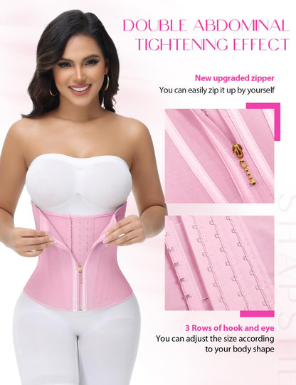 SHAPSHE Waist Trainer for Women Tummy Control Workout Waist Cincher Corset Shapewear Postpartum Body Shaper with Zipper Hook