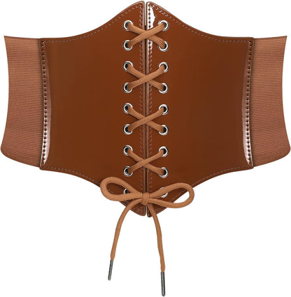 JASGOOD Women’s Elastic Costume Waist Belt Lace-up Tied Waspie Corset Belts for Women