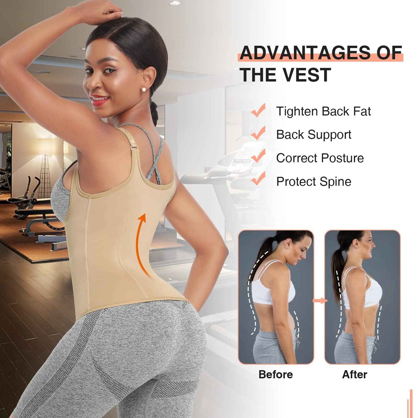 FeelinGirl Waist Trainer for Women Corset Vest Body Shaper Cincher Trimmer Tank Top Sport Girdle with Steel Bones