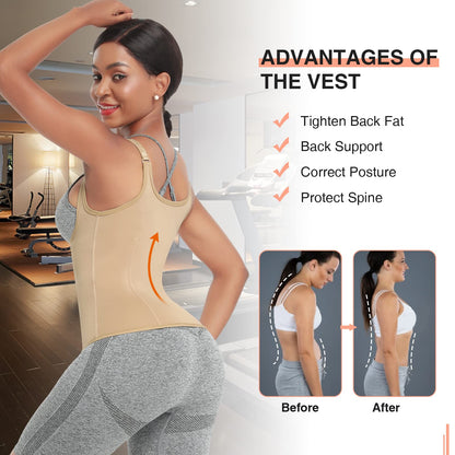 FeelinGirl Waist Trainer for Women Corset Vest Body Shaper Cincher Trimmer Tank Top Sport Girdle with Steel Bones