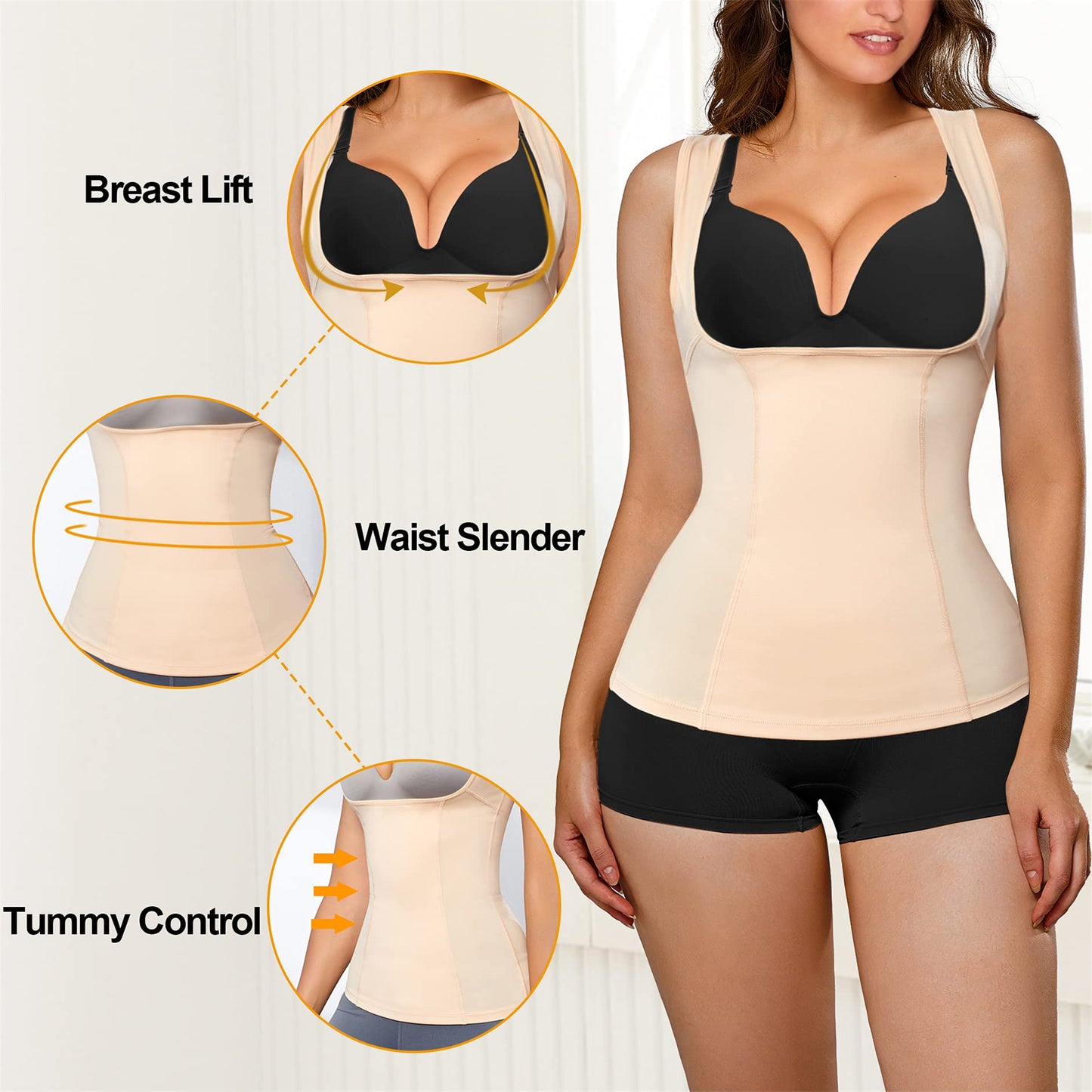 Eleady Womens Waist Trainer Corset Vest Weight Loss Breathable Tank Tops Tummy Control Shapewear Slimming Body Shaper