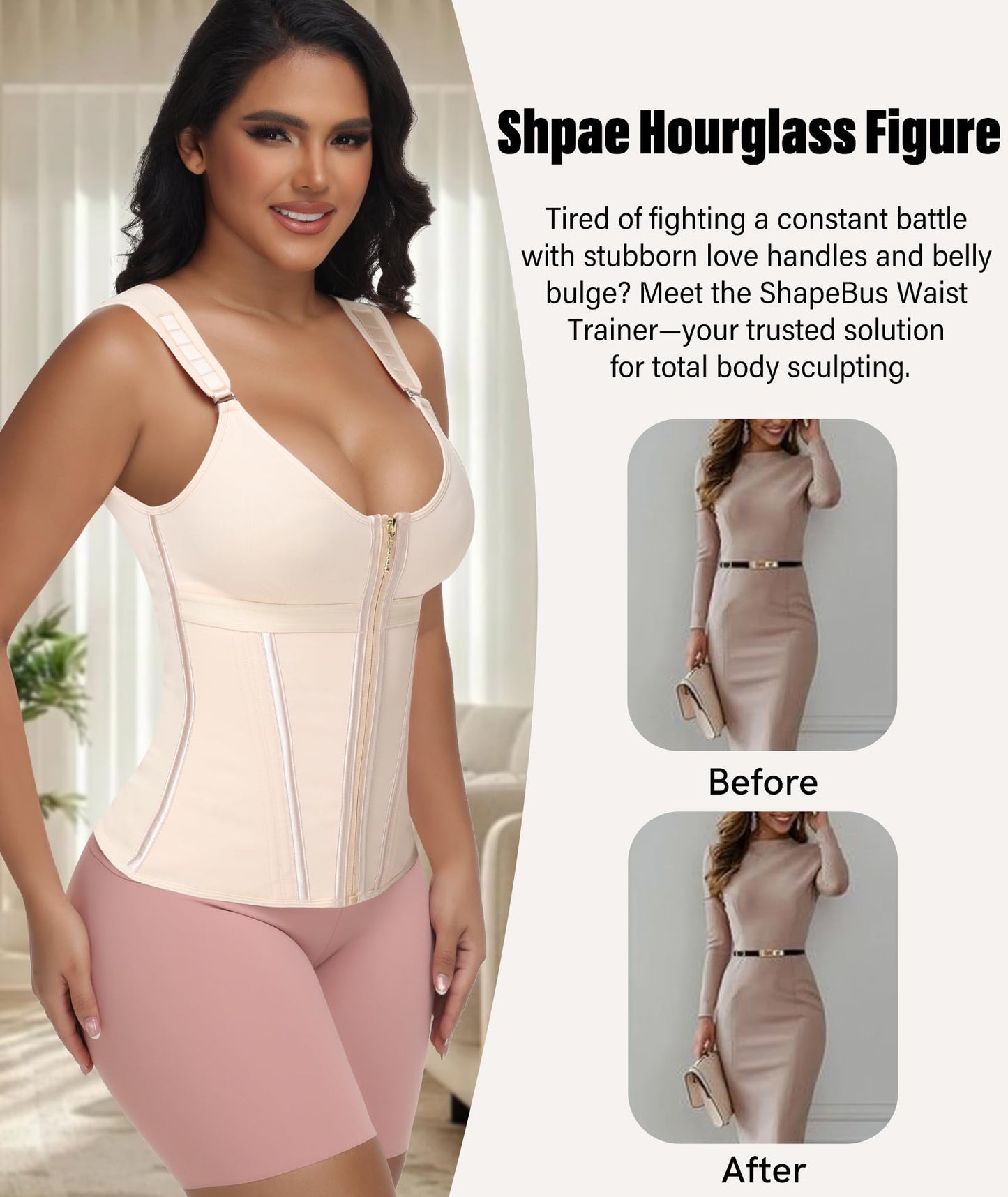 Waist Trainer For Women Corset Shapewear With Zipper Faja Body Shaper Tummy Control Girdle