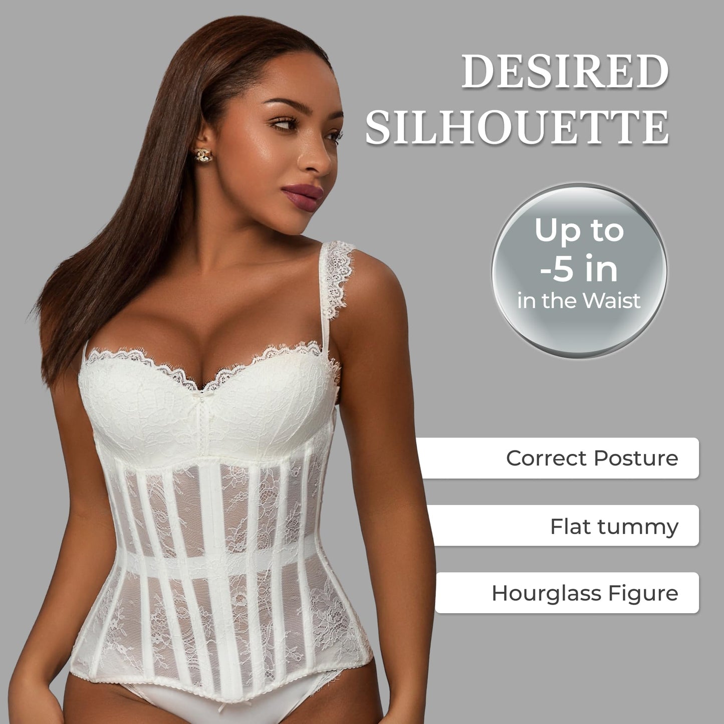 Mesh Corset Waist Trainer for Women - Underbust Corset Lace Up - Waist Cincher Shapewear - Body Shaper