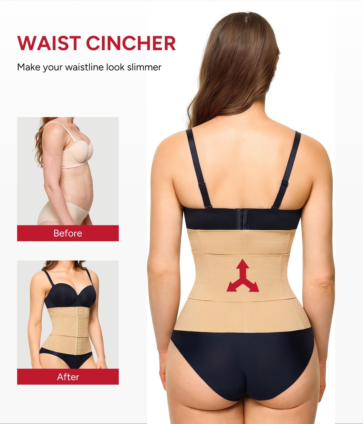 Nebility Waist Trainer for Women Seamless Corset Shapewear Tummy Control Segmented Waist Cincher Faja Body Shaper