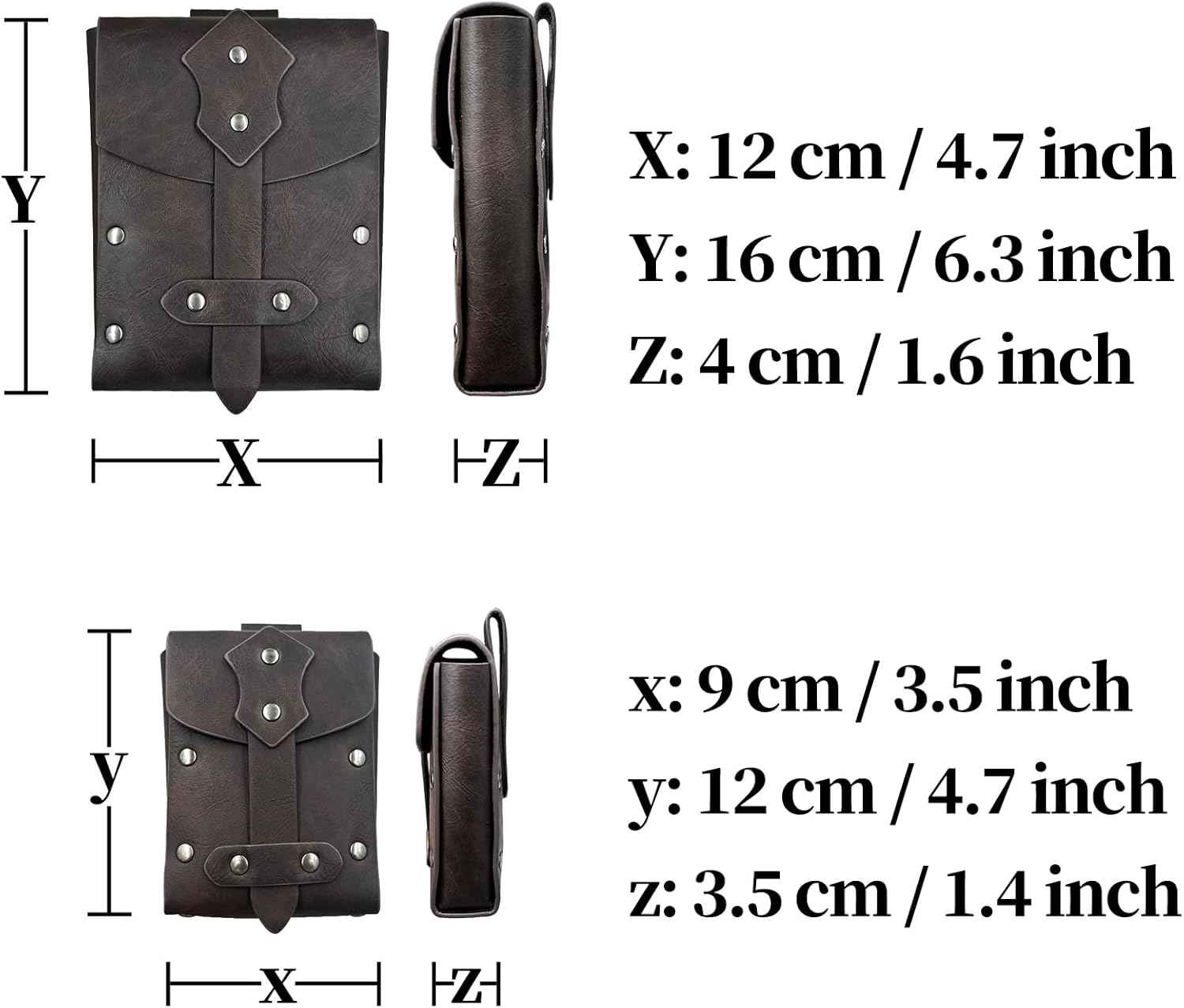 HiiFeuer 4 PCs Medieval Alchemy Costume, Fantasy Faux Leather Wizard Potion Holder Belt With 4 Cork Vials and Bag