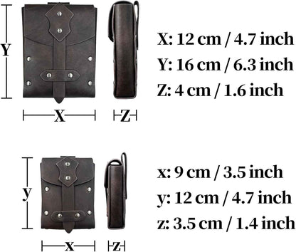 HiiFeuer 4 PCs Medieval Alchemy Costume, Fantasy Faux Leather Wizard Potion Holder Belt With 4 Cork Vials and Bag