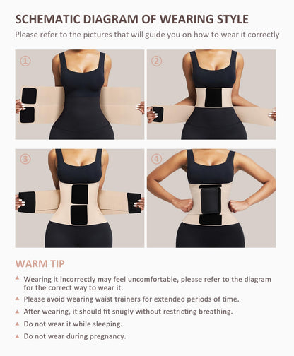 FeelinGirl Waist Trainer Belt Waist Cincher Trimmer Ab Belt Tummy Control Body Shaper with Triple Wrap Women and Men