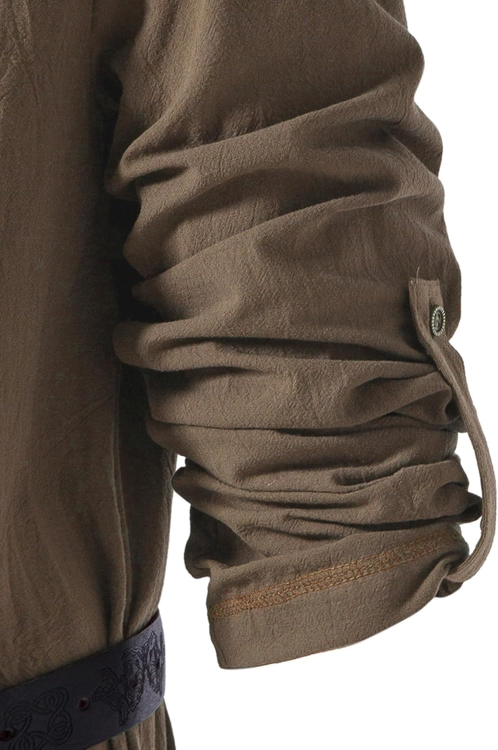 Men's Pure Cotton Vintage Lace Up Shirts for Pirate Renaissance Viking Medieval Costume Without Belt