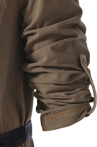 Men's Pure Cotton Vintage Lace Up Shirts for Pirate Renaissance Viking Medieval Costume Without Belt