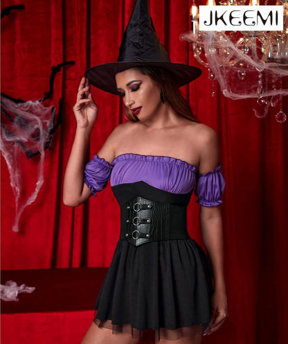 Women Corset Belt Metal O-Ring Heart-Ring Wide Elastic Waspie Waist Belt for Daily Cosplay Halloween Costumes