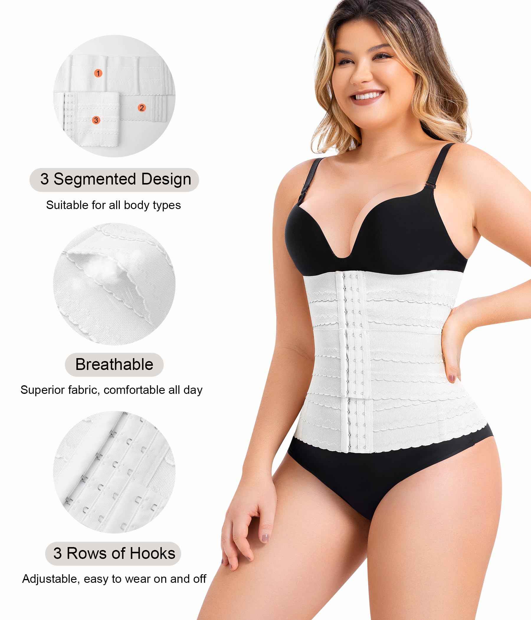 QACIVIQ Segmented Waist Trainer for Women Waist Cincher Shapewear for Women Tummy Control Workout Body Shaper Girdle