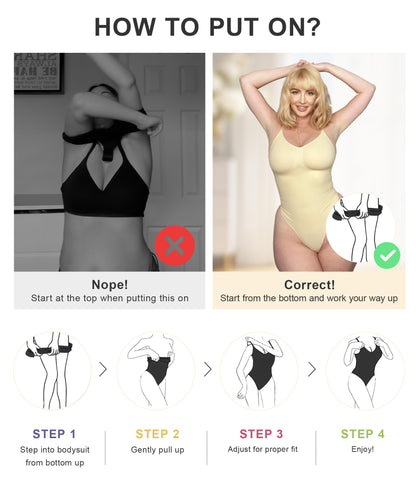 SHAPERX Women's Shapewear Bodysuit Tummy Control Body Shaper Seamless Sculpting Snatched Waist Body Suit