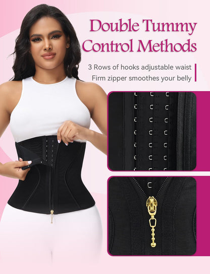 SHAPSHE Short Torso Waist Trainer for Women Corset Waist Cincher Shapewear Tummy Control Workout Hourglass Body Shaper