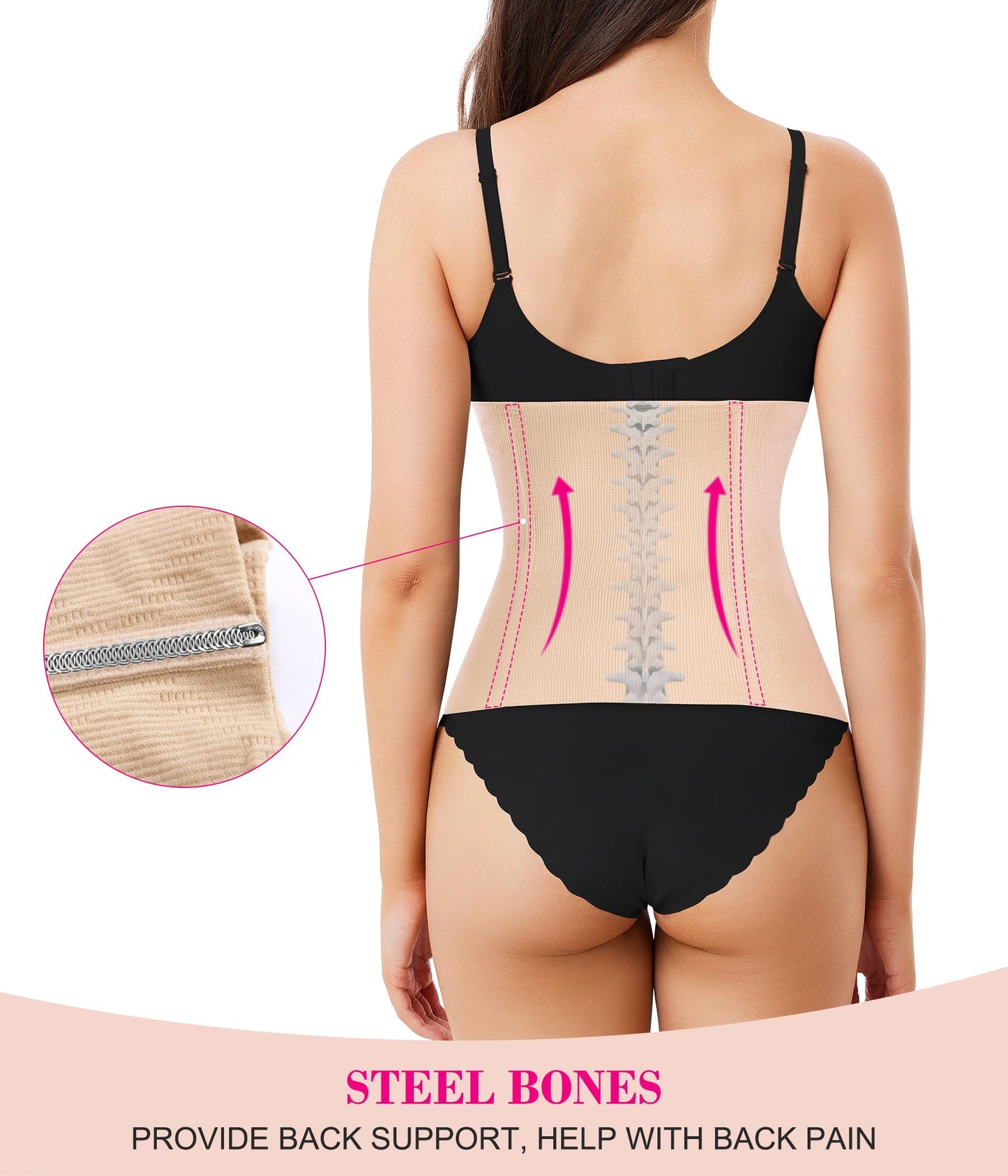 Nebility Waist Trainer for Women Plus Size Corset Shapewear Tummy Control Waist Cincher Postpartum Girdle Body Shaper