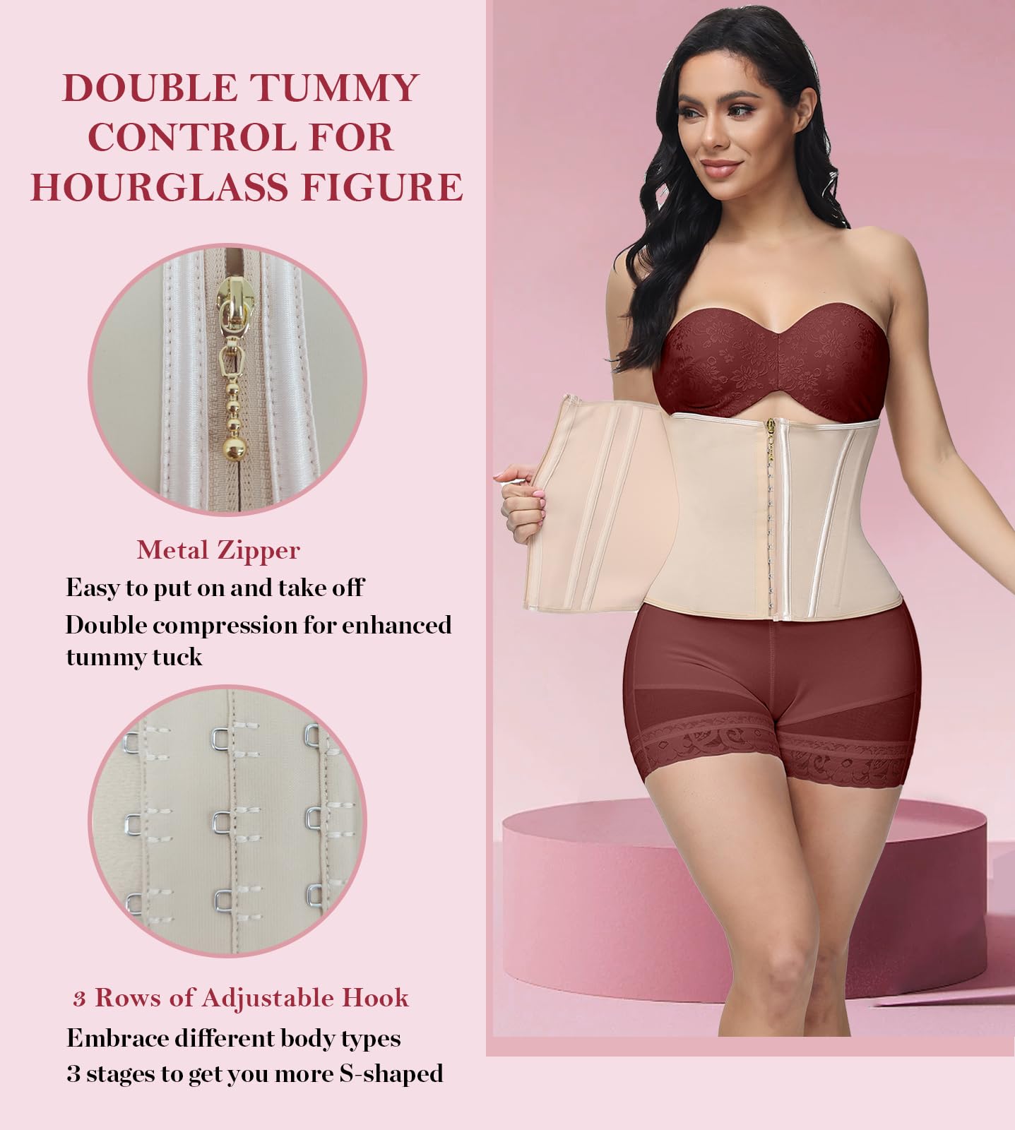SHAPSHE Waist Trainer for Women, Tummy Control Waist Cincher, Hourglass Sport Workout Faja Body Shaper