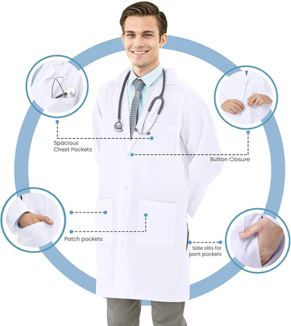 NY Threads Professional Lab Coat for Men Long Sleeve Medical Coat