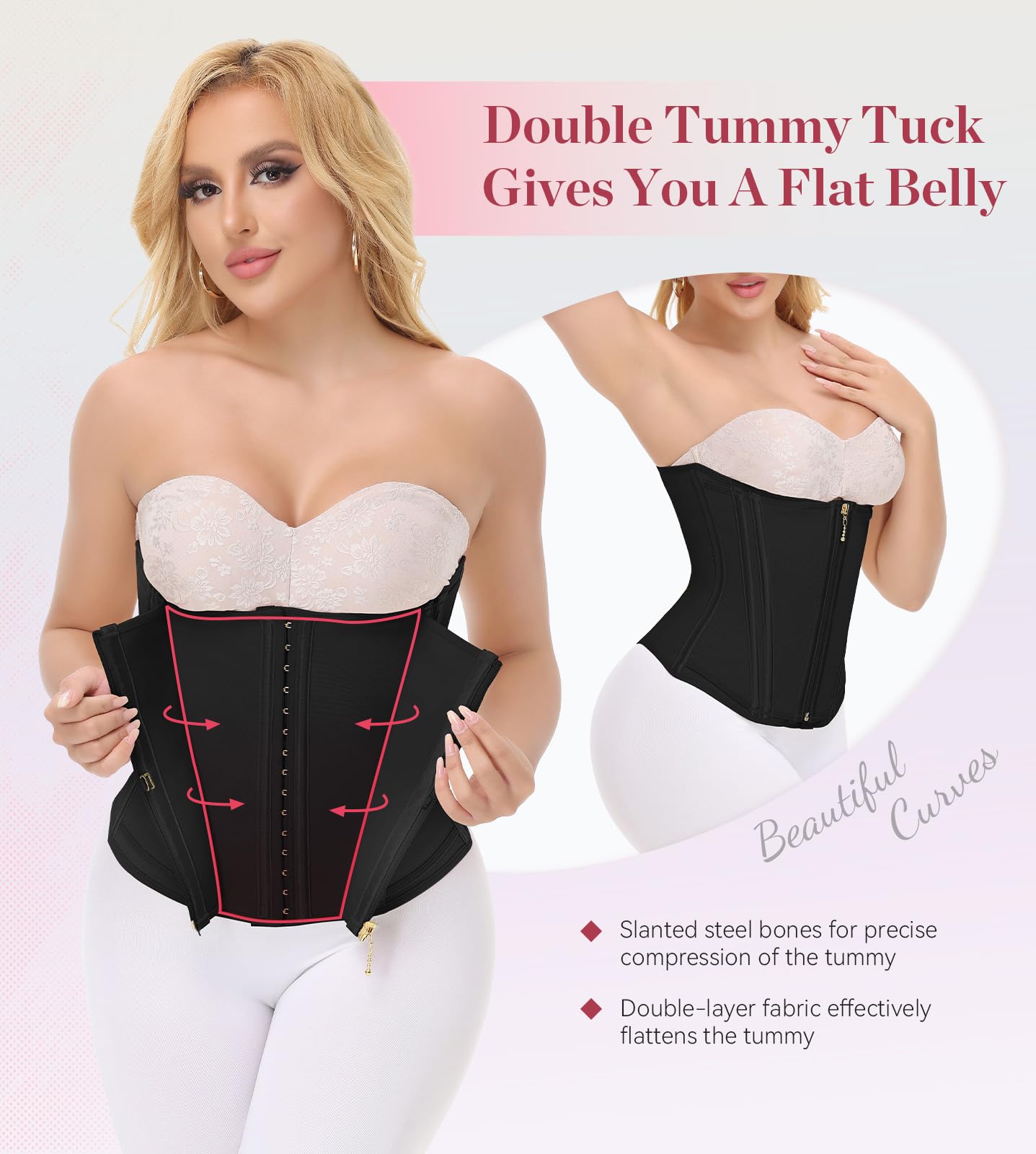 SHAPSHE Waist Trainer for Women, Tummy Control Waist Cincher, Hourglass Sport Workout Faja Body Shaper