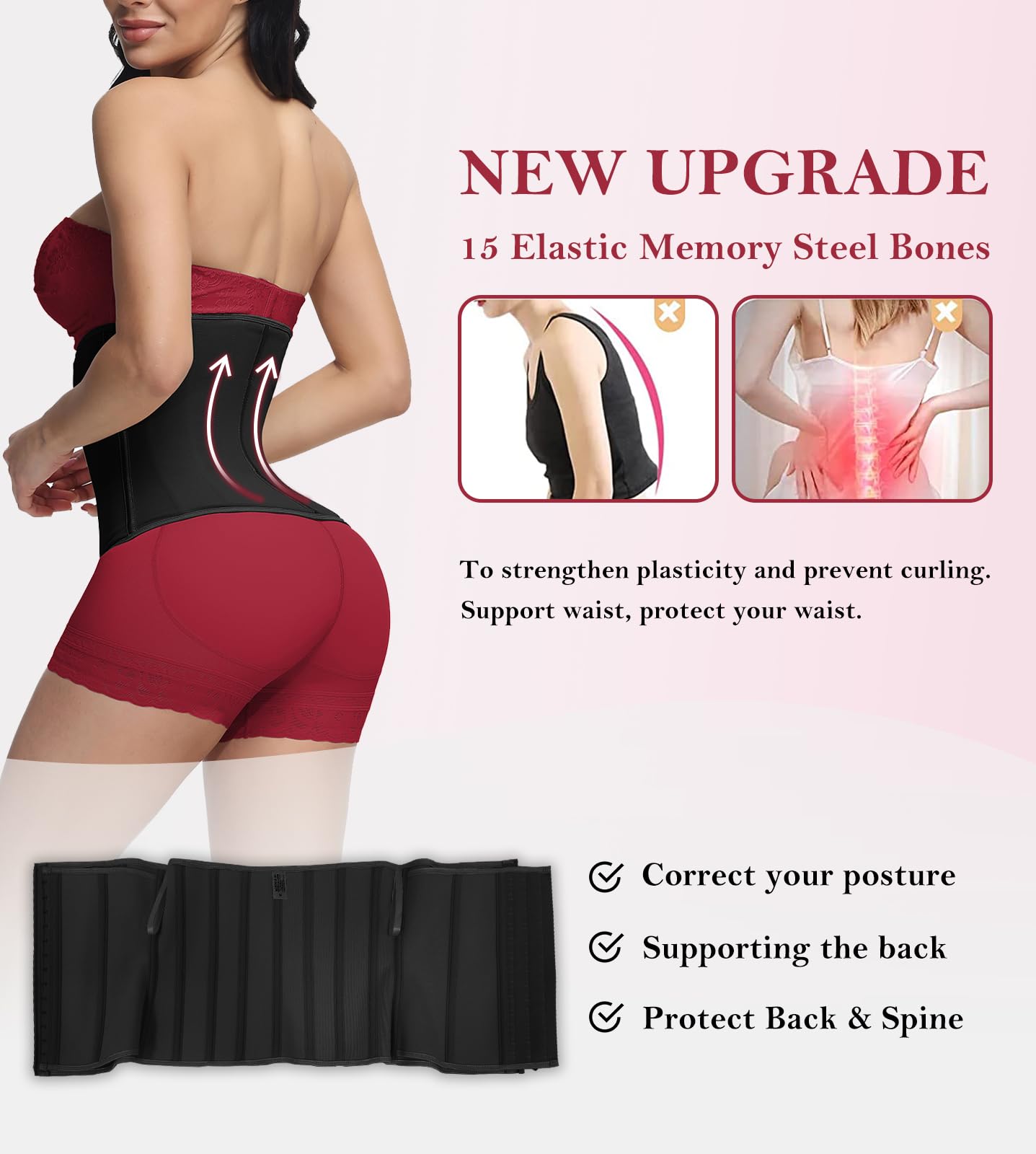 SHAPSHE Waist Trainer for Women, Tummy Control Waist Cincher, Hourglass Sport Workout Faja Body Shaper