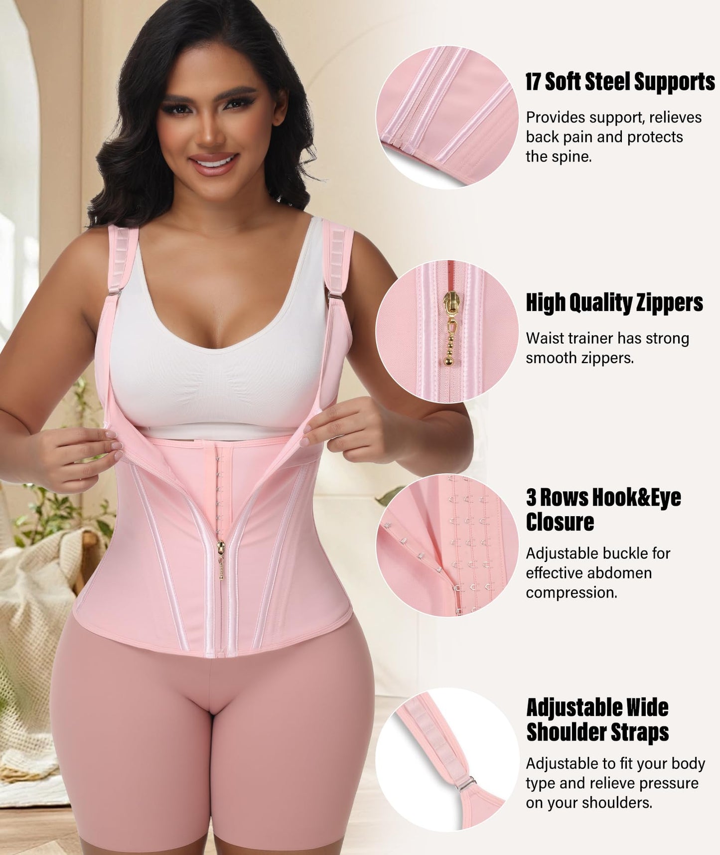Waist Trainer For Women Corset Shapewear With Zipper Faja Body Shaper Tummy Control Girdle