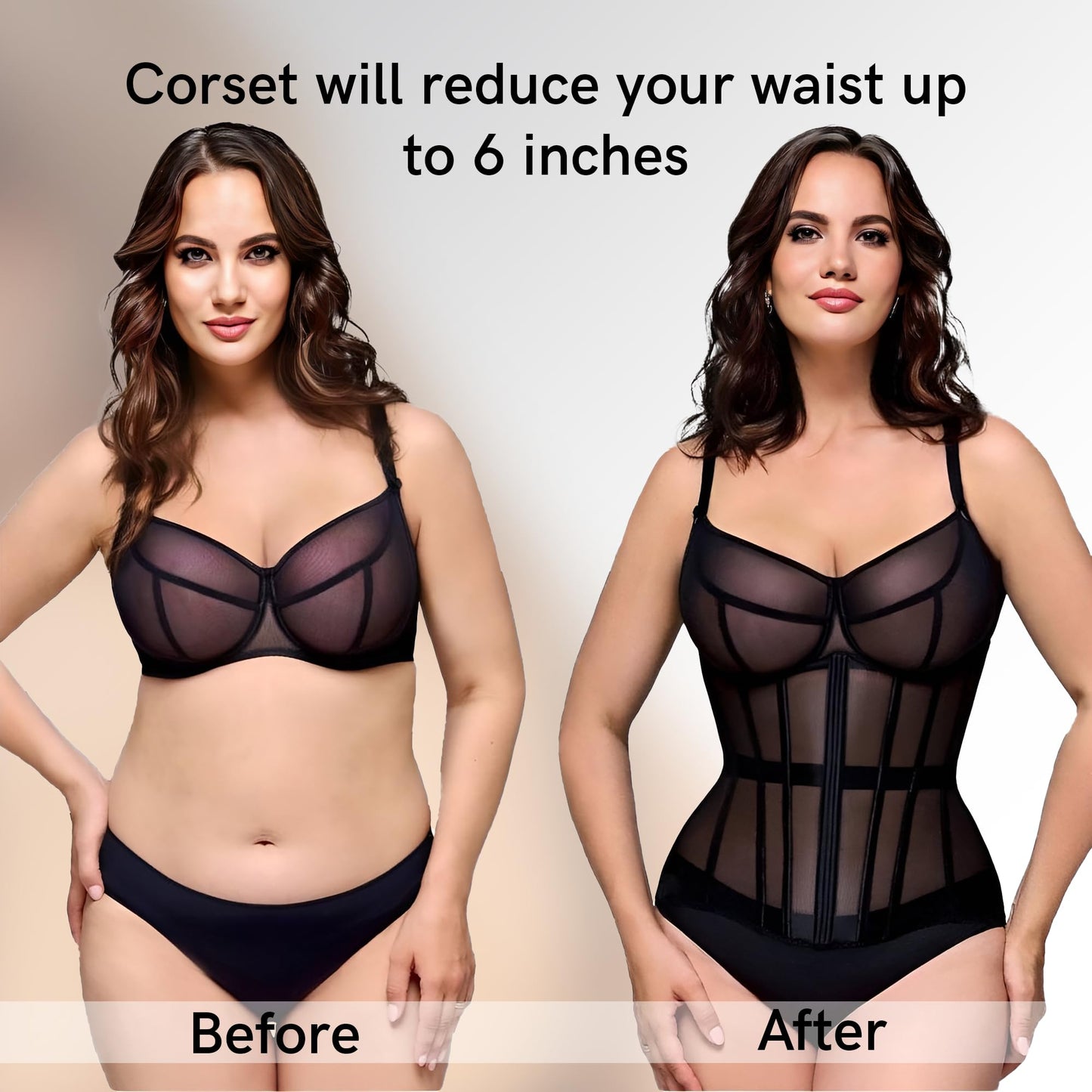 Mesh Corset Waist Trainer for Women - Underbust Corset Lace Up - Waist Cincher Shapewear - Body Shaper