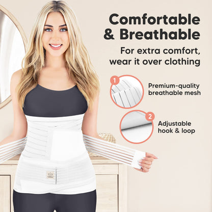 3 in 1 Postpartum Belly Support Recovery Wrap – Postpartum Belly Band, After Birth Brace, Slimming Girdles, Body Shaper Waist Shapewear, Post Surgery Pregnancy Belly Support Band (Midnight Black, M/L)