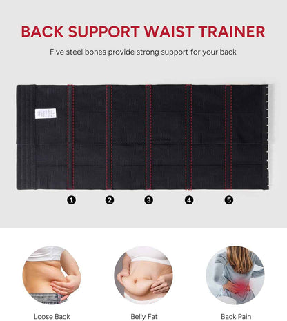 Nebility Waist Trainer for Women Seamless Corset Shapewear Tummy Control Segmented Waist Cincher Faja Body Shaper with Adjustable Strap(Black,Medium)