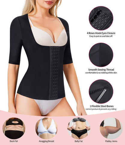 Gotoly Women Waist Trainer Corset Tummy Control Shapewear Upper Arm Shaper Post Surgical Slimmer Compression Tops