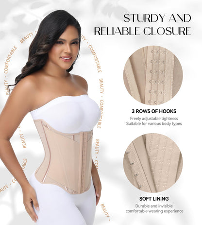 SHAPSHE Waist Trainer For Women Tummy Control Corset Waist Cincher Shapewear Workout Faja Body Shaper With Hooks