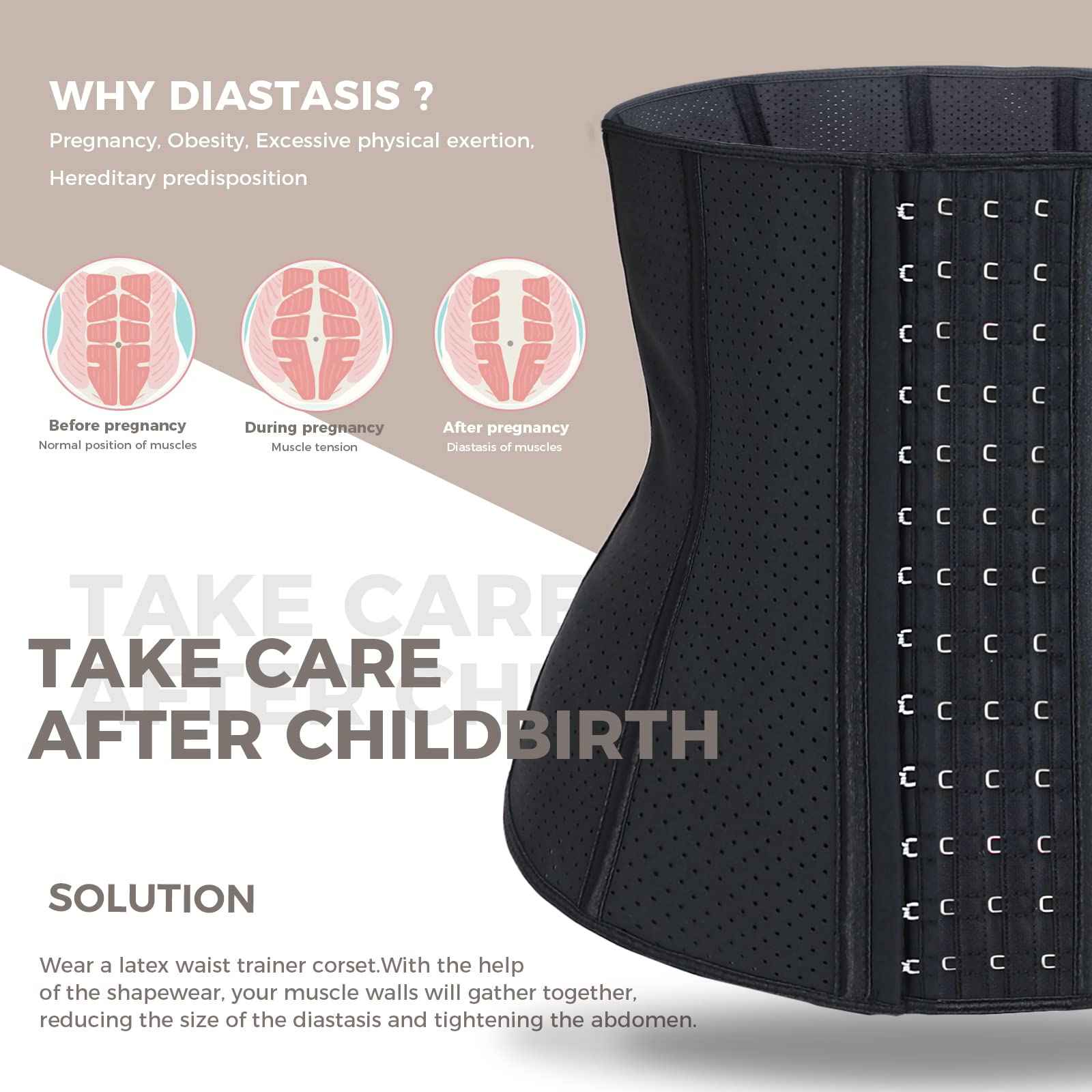 YADIFEN Corset Waist Trainer for Women, Latex Waist Cincher Workout Body Shaper Breathable Girdle Sport Belt