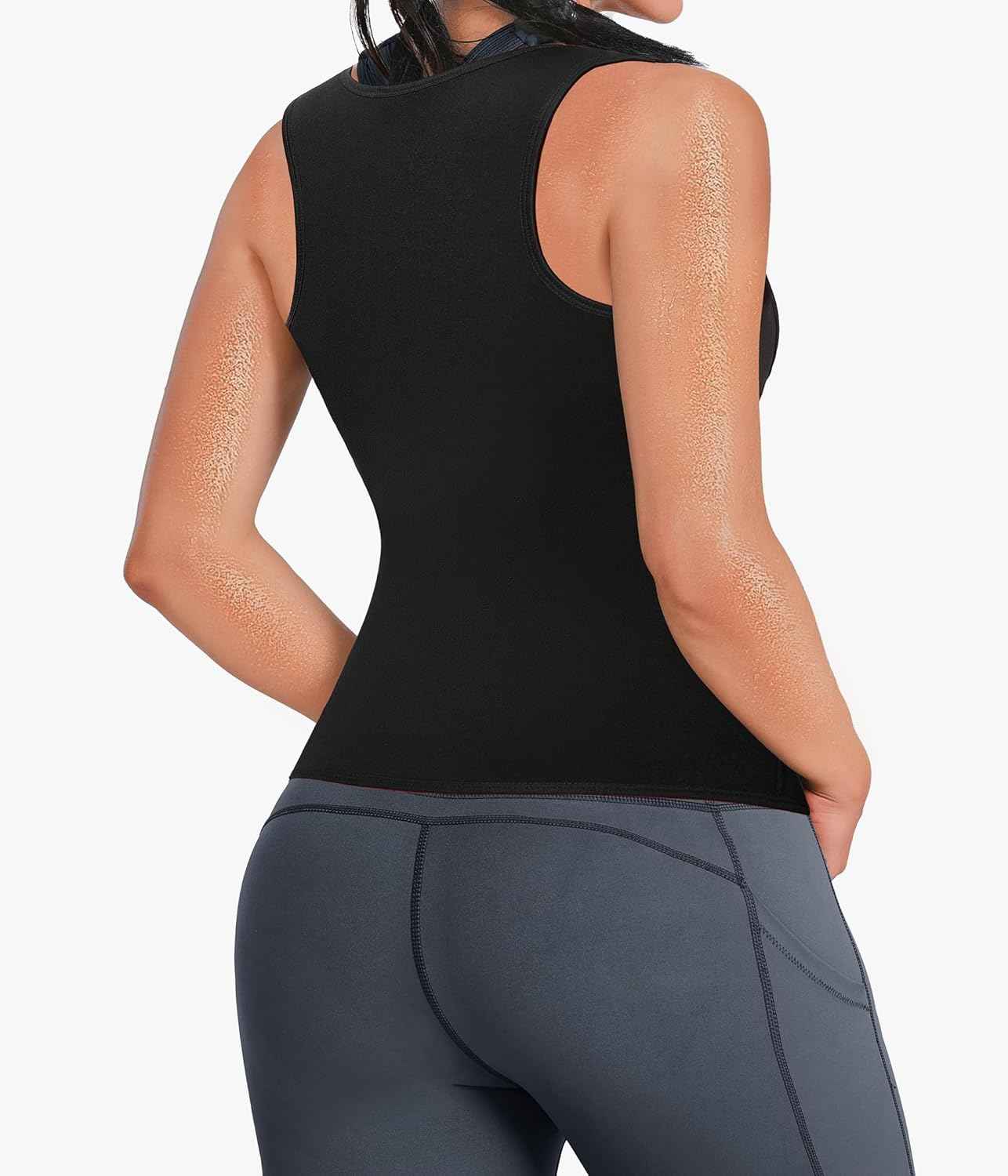 GAODI Women Waist Trainer Vest Slim Corset Workout Sweat Tank Top Zipper Compression Shirt Sauna Suit Body Shaper