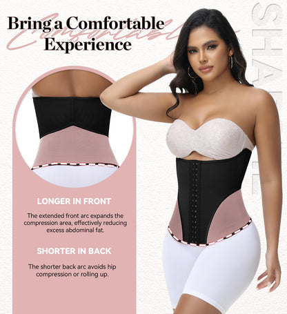 SHAPSHE Waist Trainer Corset for Women Tummy Control Waist Cincher Shapewear Workout Body Shaper Postpartum with Hooks