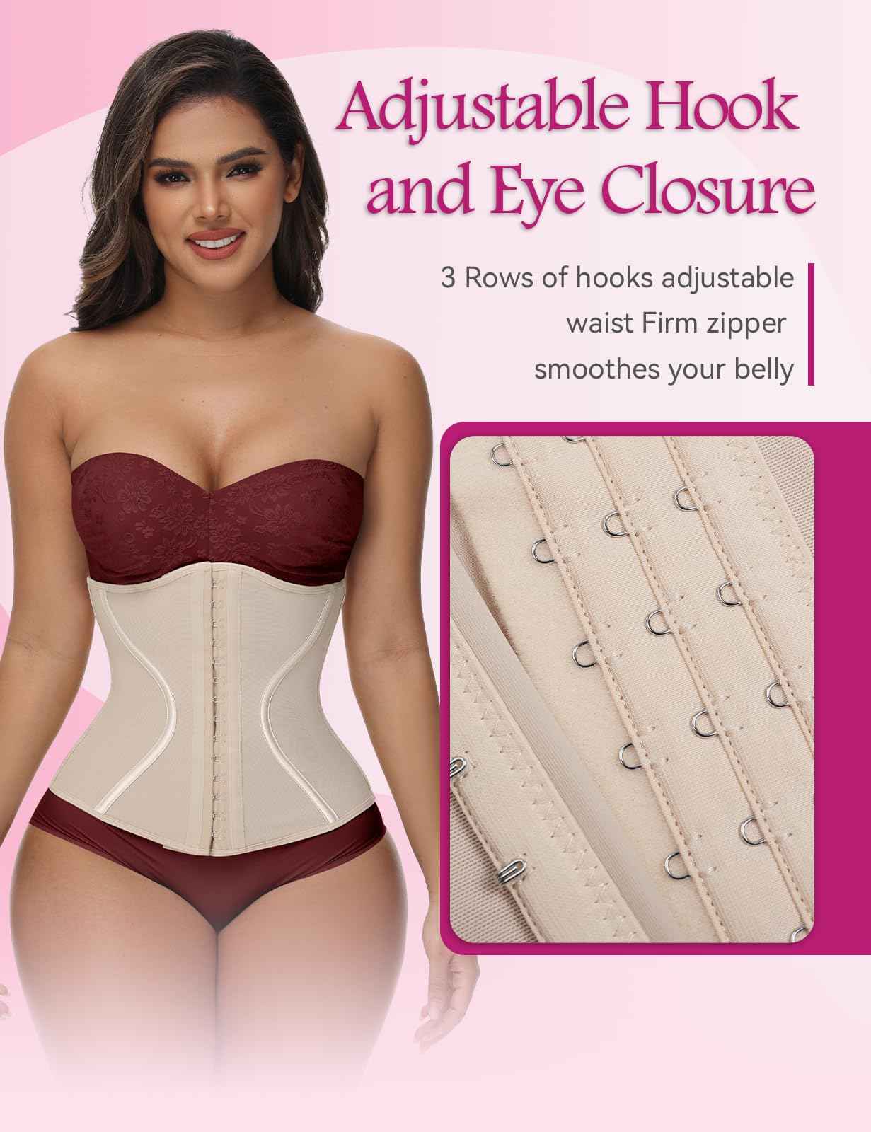 SHAPSHE Short Torso Waist Trainer for Women Corset Waist Cincher Shapewear Tummy Control Workout Hourglass Body Shaper