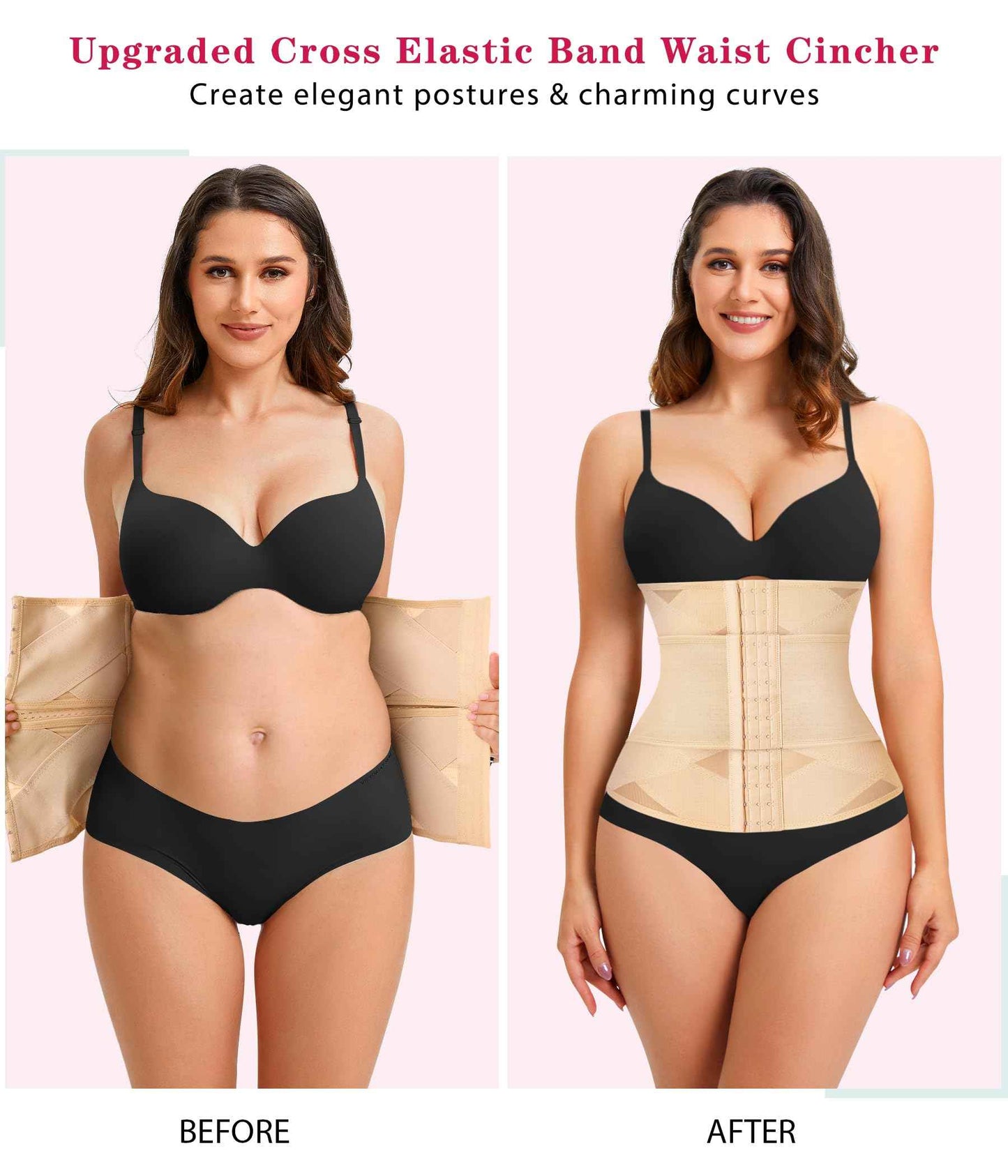 LODAY Waist Trainer for Women Corset Shapewear Tummy Control Body Shaper Cross Mesh Waist Cincher Postpartum Girdle