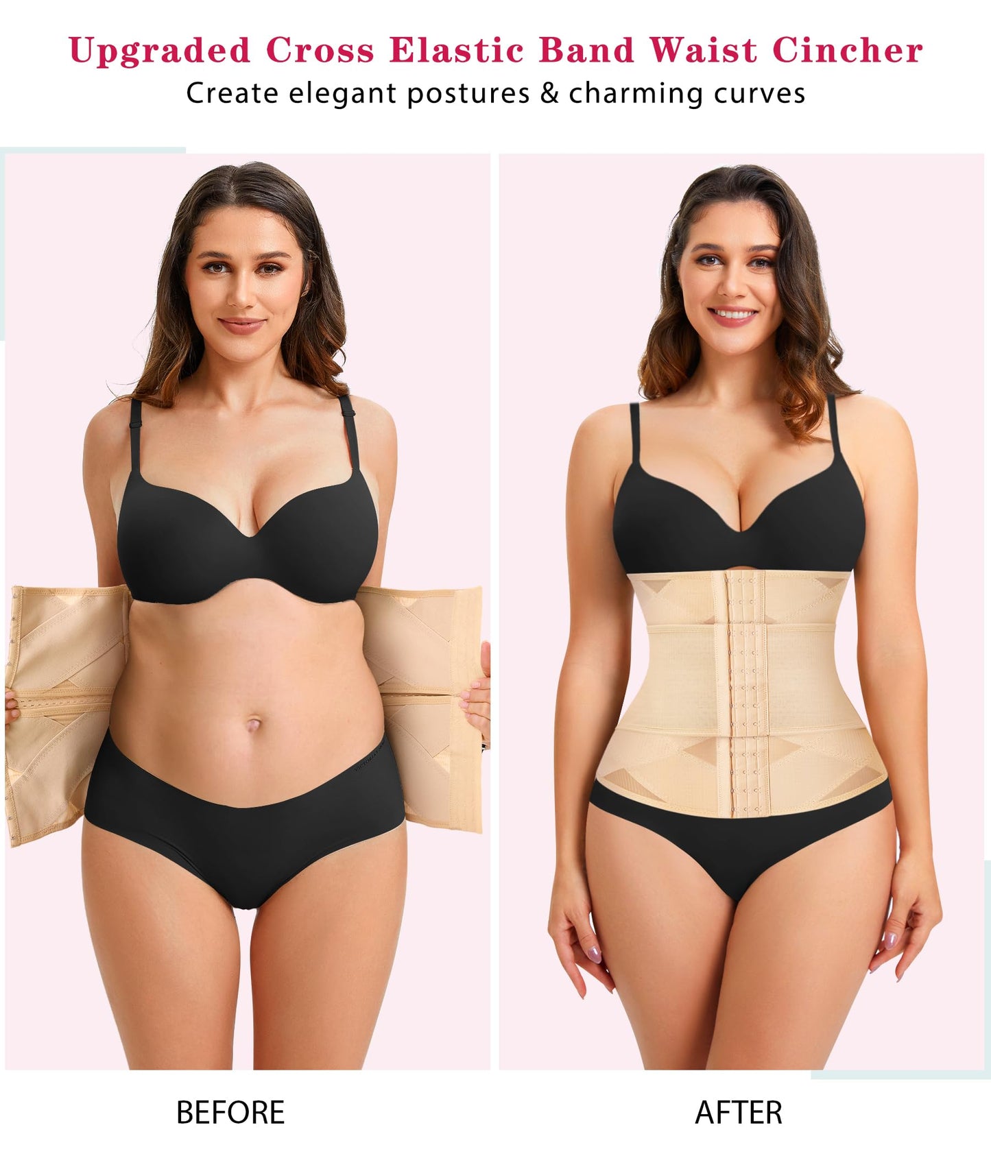 LODAY Waist Trainer for Women Corset Shapewear Tummy Control Body Shaper Cross Mesh Waist Cincher Postpartum Girdle