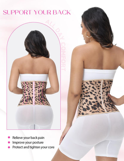 SHAPSHE Waist Trainer for Women Tummy Control Workout Waist Cincher Corset Shapewear Postpartum Body Shaper with Zipper Hook