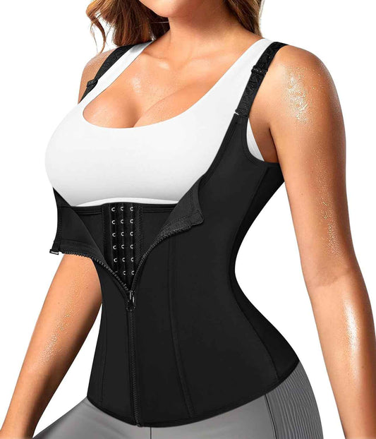 Nebility Waist Trainer for Women Corset Shapewear with Zipper Women's Waist Cincher Tank Top with Adjustable Straps