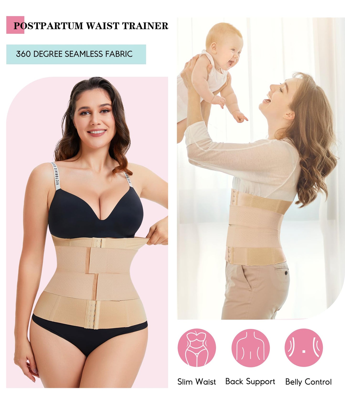 LODAY Waist Trainer Corset Shapewear Tummy Control Body Shaper Waist Cincher for Women Postpartum Belly Band Wrap