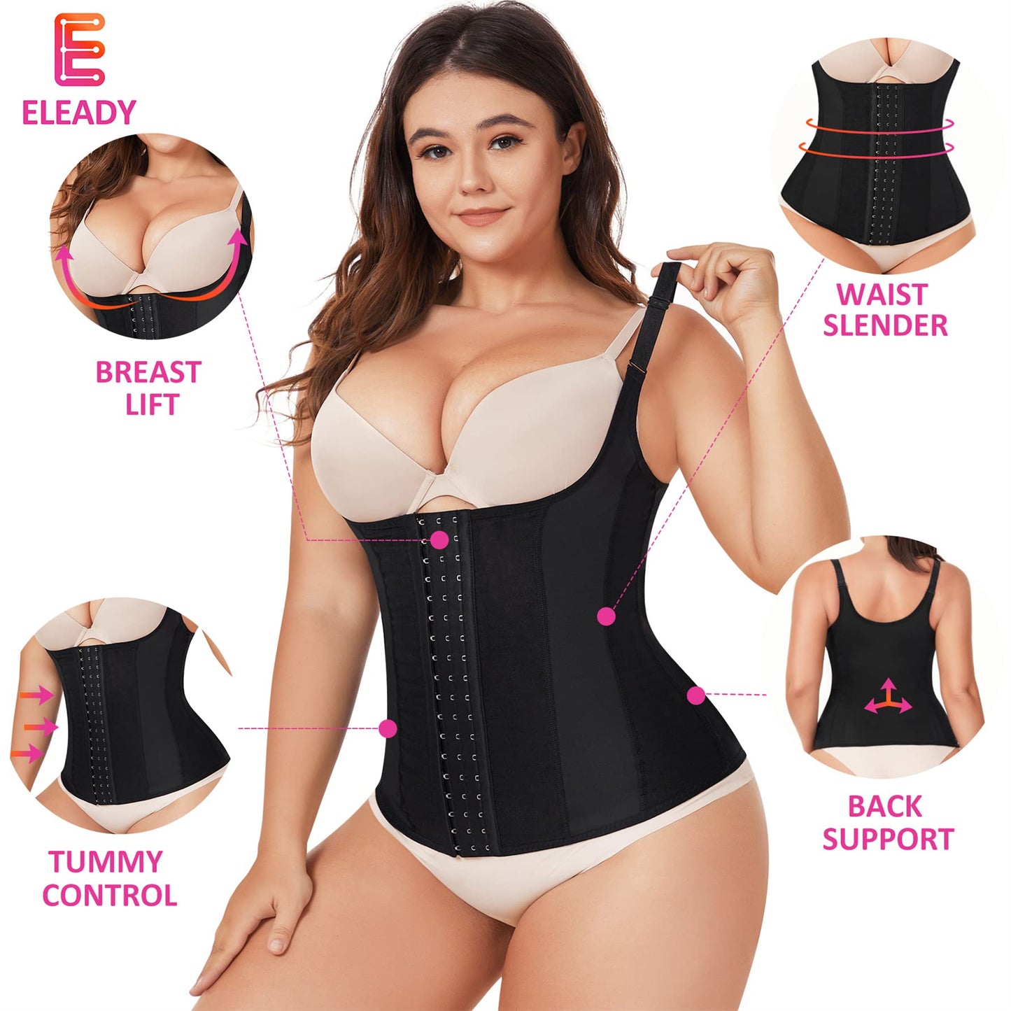 Eleady Womens Waist Trainer Corset Vest Weight Loss Breathable Tank Tops Tummy Control Shapewear Slimming Body Shaper
