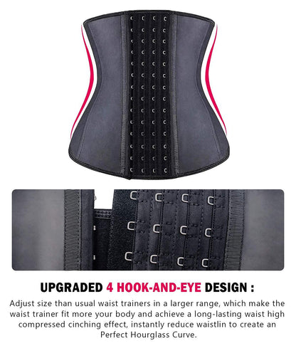 YIANNA Waist Trainer for Women Latex Underbust Waist Corsets Cincher Hourglass Body Shaper 4 Hooks