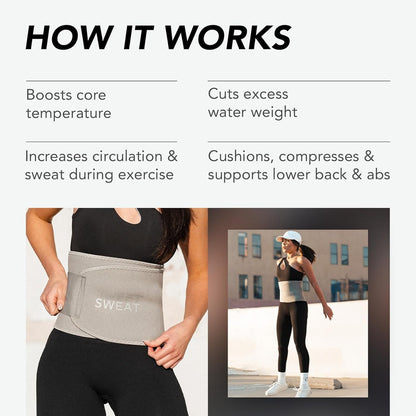 Sports Research® Sweet Sweat Waist Trimmer - Premium Sweat Enhancing Fitness Belt for Women & Men - 5 Adjustable Sizes