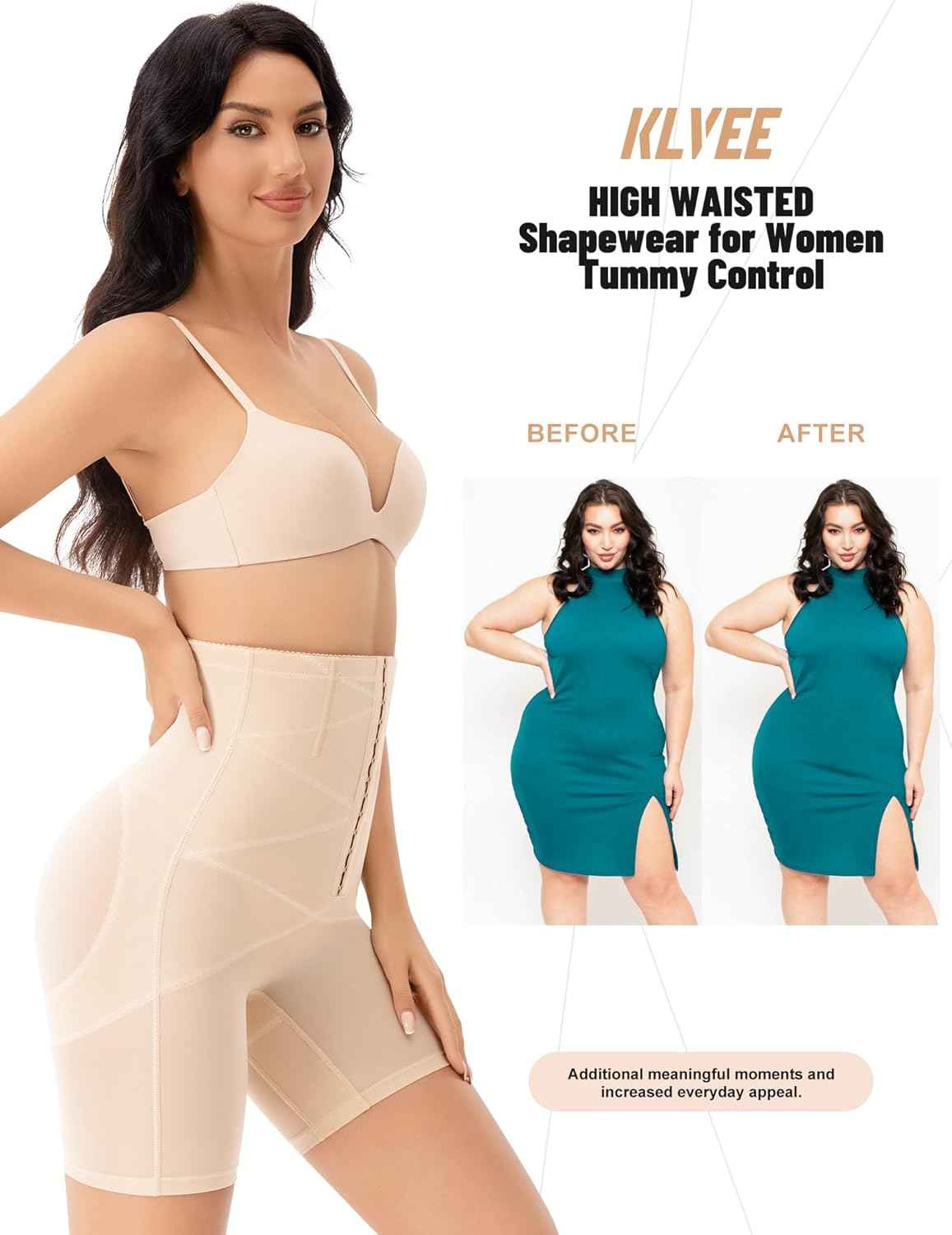 KLVEE Shapewear for Women Tummy Control Underwear High Waisted Body Shaper Shorts Waist Trainer Butt Lifting Adjustable